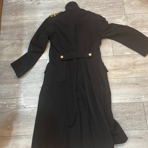 VTG WW2 Canadian RCN Navy Officers Great Coat Wool Mens Medium - Picture 9 of 13